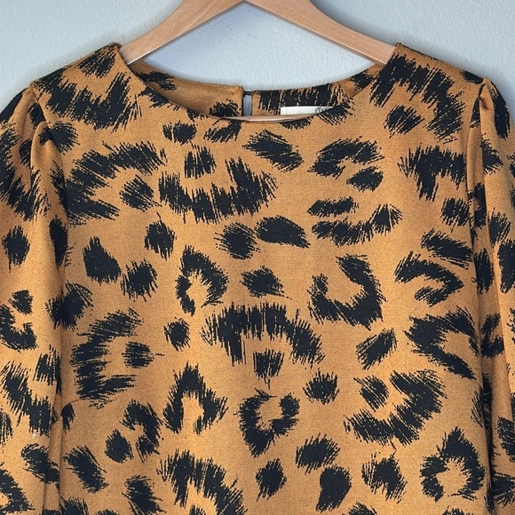 Everleigh Nordstrom Leopard Print 3/4 Length Balloon Sleeve Blouse Women's XL - Picture 2 of 10